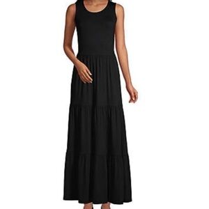 Lands' End Black Sleeveless Maxi Dress